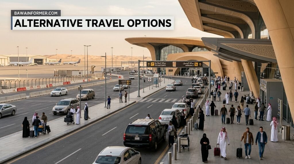 Saudi Arabia airport terminal representing alternative travel options