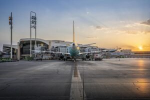 Riyadh airport and Saudi Arabia skyline amid Pakistan's security commitment